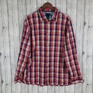 Banana Republic Button Shirt Men's XXL Purple & Red Plaid 100% Cotton